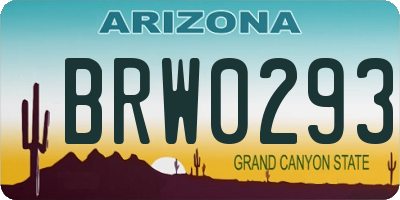 AZ license plate BRW0293