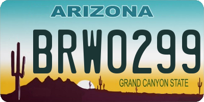 AZ license plate BRW0299