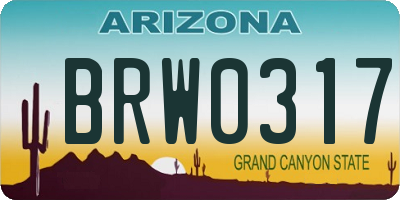 AZ license plate BRW0317