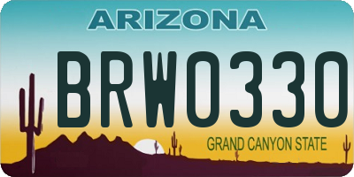 AZ license plate BRW0330