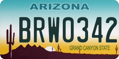 AZ license plate BRW0342