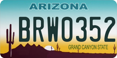 AZ license plate BRW0352