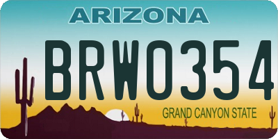 AZ license plate BRW0354