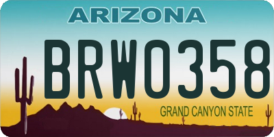 AZ license plate BRW0358