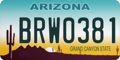 AZ license plate BRW0381