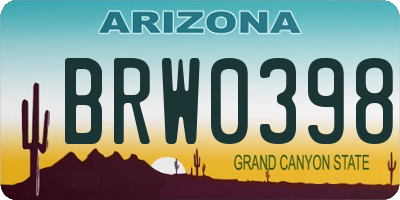 AZ license plate BRW0398