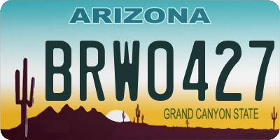AZ license plate BRW0427