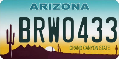 AZ license plate BRW0433