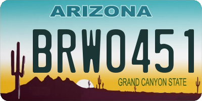 AZ license plate BRW0451