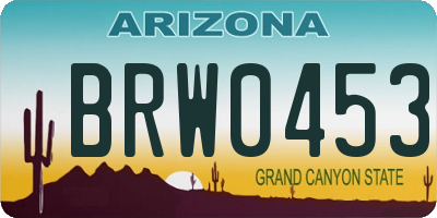 AZ license plate BRW0453