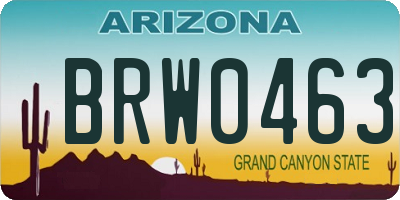 AZ license plate BRW0463