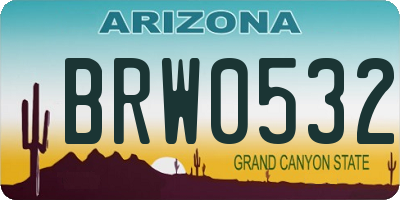 AZ license plate BRW0532