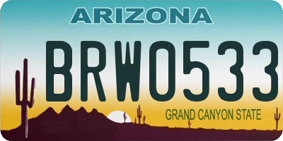 AZ license plate BRW0533