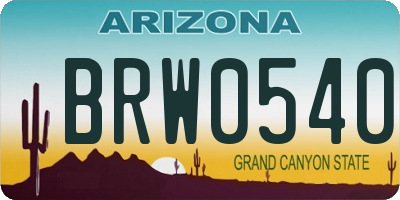 AZ license plate BRW0540
