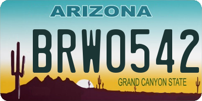 AZ license plate BRW0542