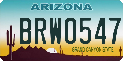 AZ license plate BRW0547