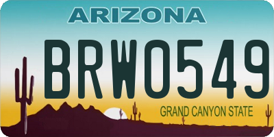 AZ license plate BRW0549