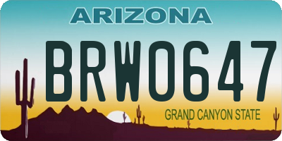 AZ license plate BRW0647