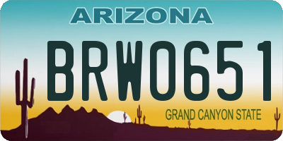 AZ license plate BRW0651