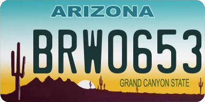 AZ license plate BRW0653