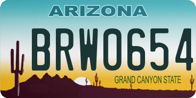 AZ license plate BRW0654