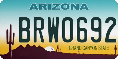 AZ license plate BRW0692