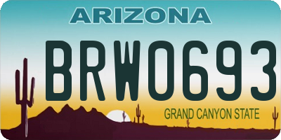 AZ license plate BRW0693
