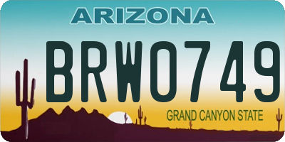 AZ license plate BRW0749