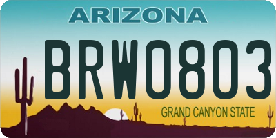 AZ license plate BRW0803