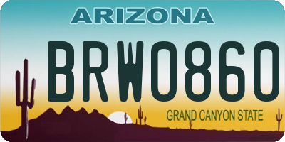 AZ license plate BRW0860