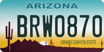 AZ license plate BRW0870