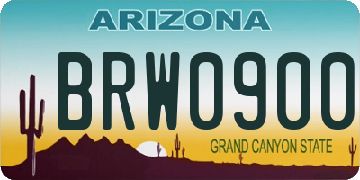 AZ license plate BRW0900