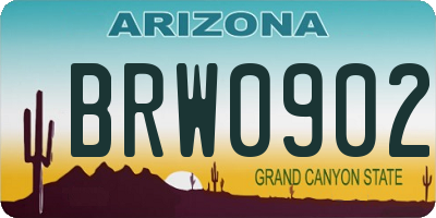 AZ license plate BRW0902