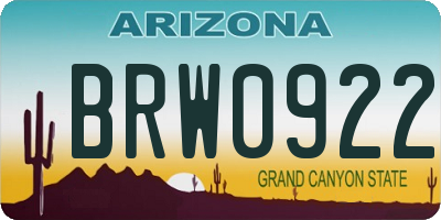 AZ license plate BRW0922