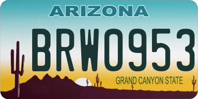 AZ license plate BRW0953