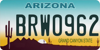 AZ license plate BRW0962