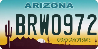 AZ license plate BRW0972