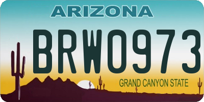 AZ license plate BRW0973