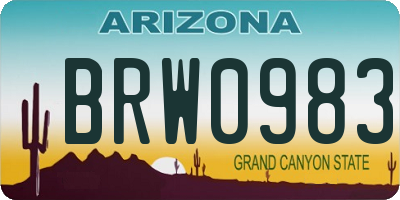 AZ license plate BRW0983