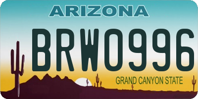 AZ license plate BRW0996