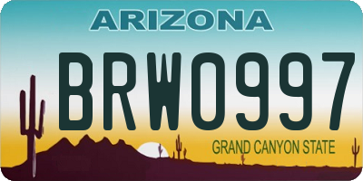 AZ license plate BRW0997