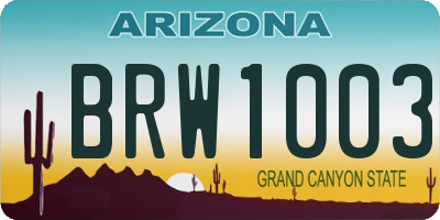 AZ license plate BRW1003