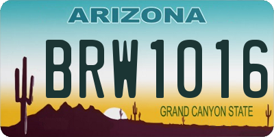 AZ license plate BRW1016