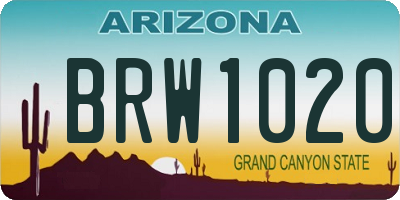 AZ license plate BRW1020