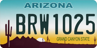 AZ license plate BRW1025