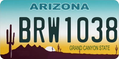 AZ license plate BRW1038