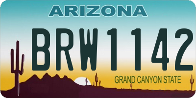 AZ license plate BRW1142