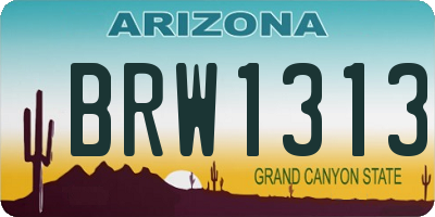 AZ license plate BRW1313