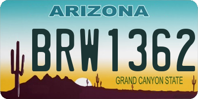 AZ license plate BRW1362