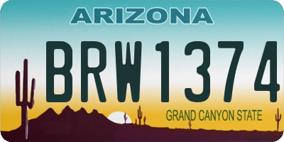 AZ license plate BRW1374